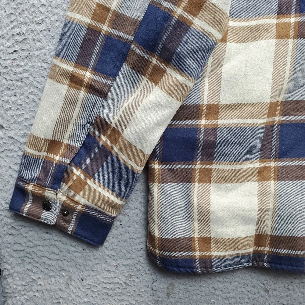 Levi's Flannel Shirt Jacket Men XL Multi Plaid Sherpa Lined Hood Snap Inside Zip - Picture 15 of 15